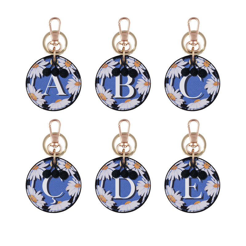 fonfique anahtarlık keyholder papatya daisy mavi blue beyaz white  hediye gift monogram alfabe  alphabet boncuk bead